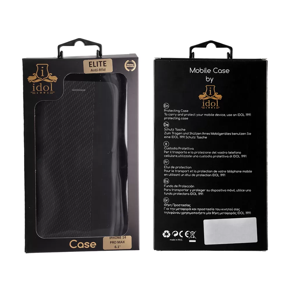 IDOL 1991 ELITE ΘΗΚΗ IPHONE 14 PRO MAX 6.7in ANTI-RFID BOOK STAND BLACK - Image 2