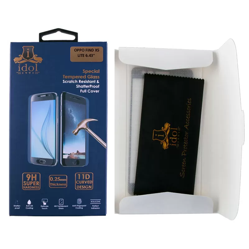 IDOL 1991 SPECIAL TEMPERED GLASS OPPO FIND X5 LITE 6.43in 9H 0.25mm 9D FULL GLUE SEMI CURVED BLACK - Image 3