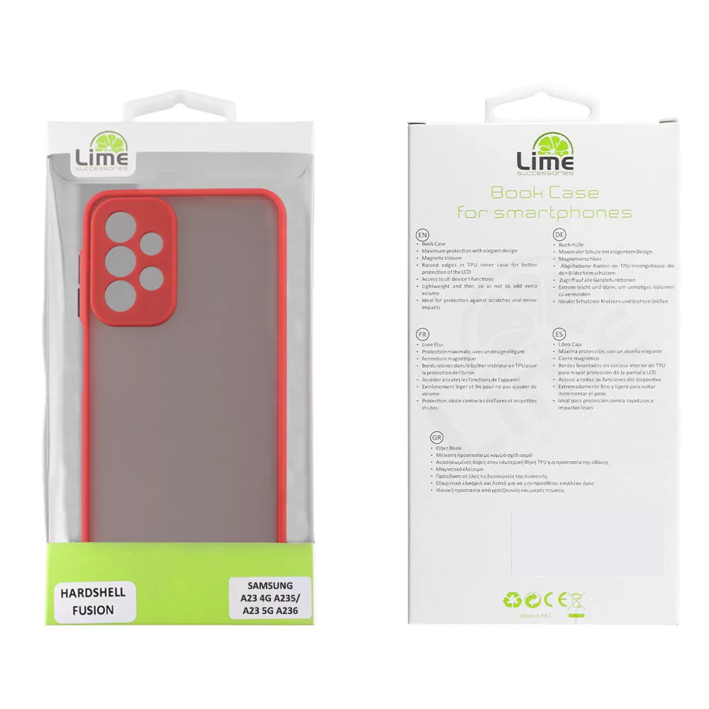 LIME HARDSHELL FUSION ΘΗΚΗ SAMSUNG A23 4G A235/A23 5G A236 6.6in  FULL CAMERA PROTECTION RED WITH BLACK KEYS - Image 2