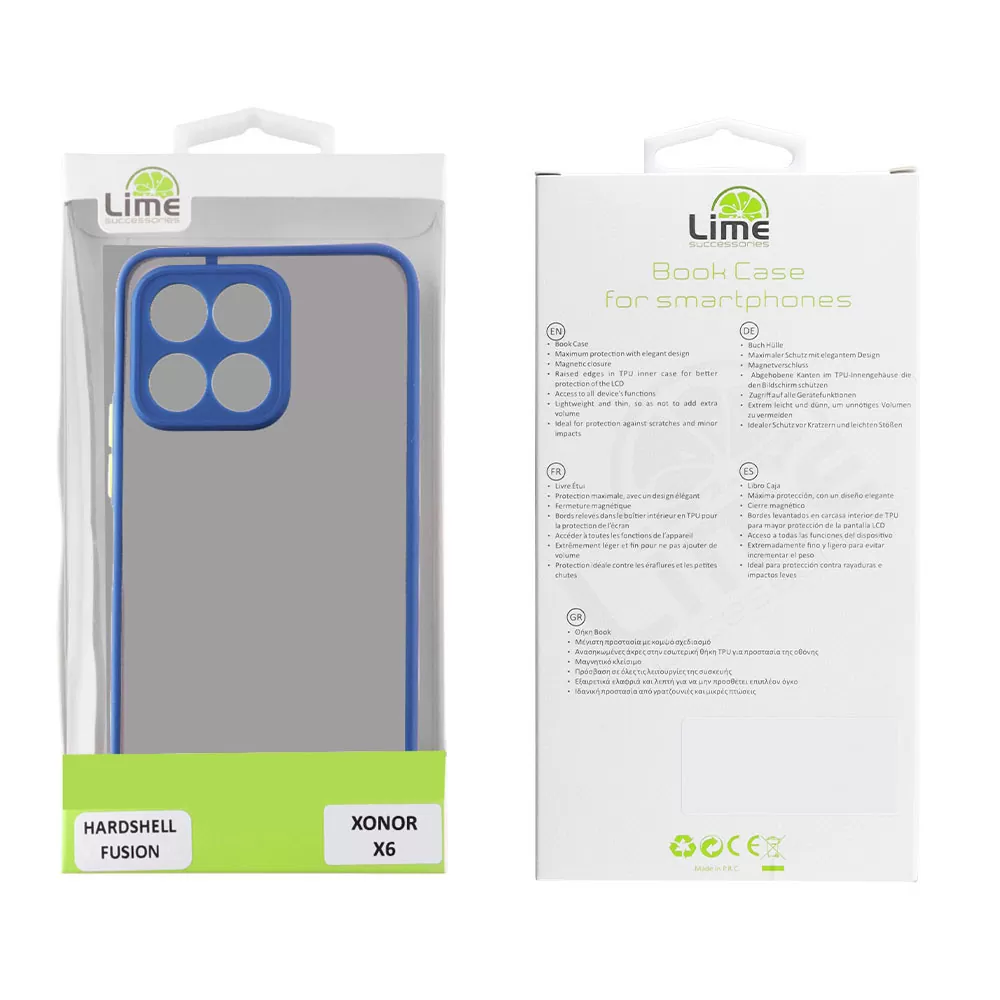 LIME HARDSHELL FUSION ΘΗΚΗ HONOR X6 6.5in  FULL CAMERA PROTECTION BLUE WITH YELLOW KEYS - Image 2