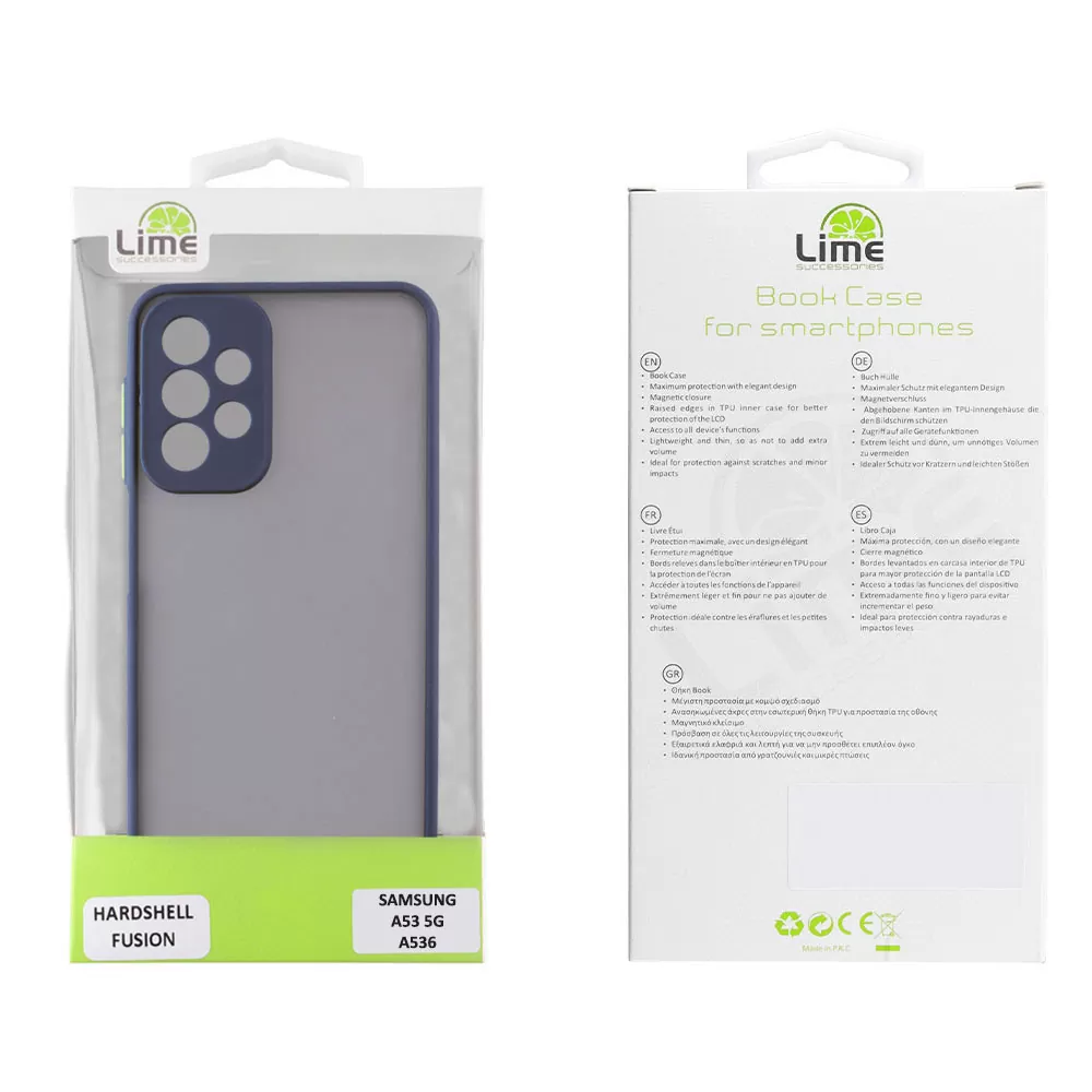 LIME HARDSHELL FUSION ΘΗΚΗ SAMSUNG A53 5G A536 6.5in  FULL CAMERA PROTECTION BLUE WITH YELLOW KEYS - Image 2