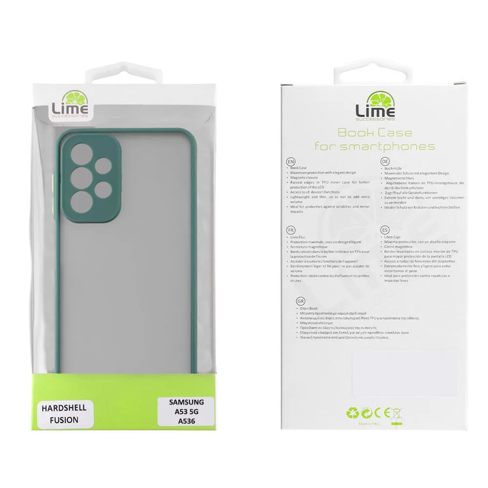 LIME HARDSHELL FUSION ΘΗΚΗ SAMSUNG A53 5G A536 6.5in  FULL CAMERA PROTECTION GREEN WITH YELLOW KEYS - Image 2