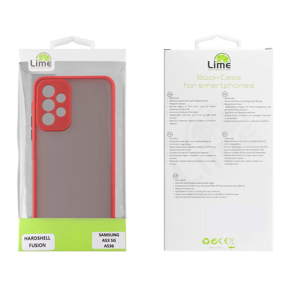 LIME HARDSHELL FUSION ΘΗΚΗ SAMSUNG A53 5G A536 6.5in  FULL CAMERA PROTECTION RED WITH BLACK KEYS - Image 2