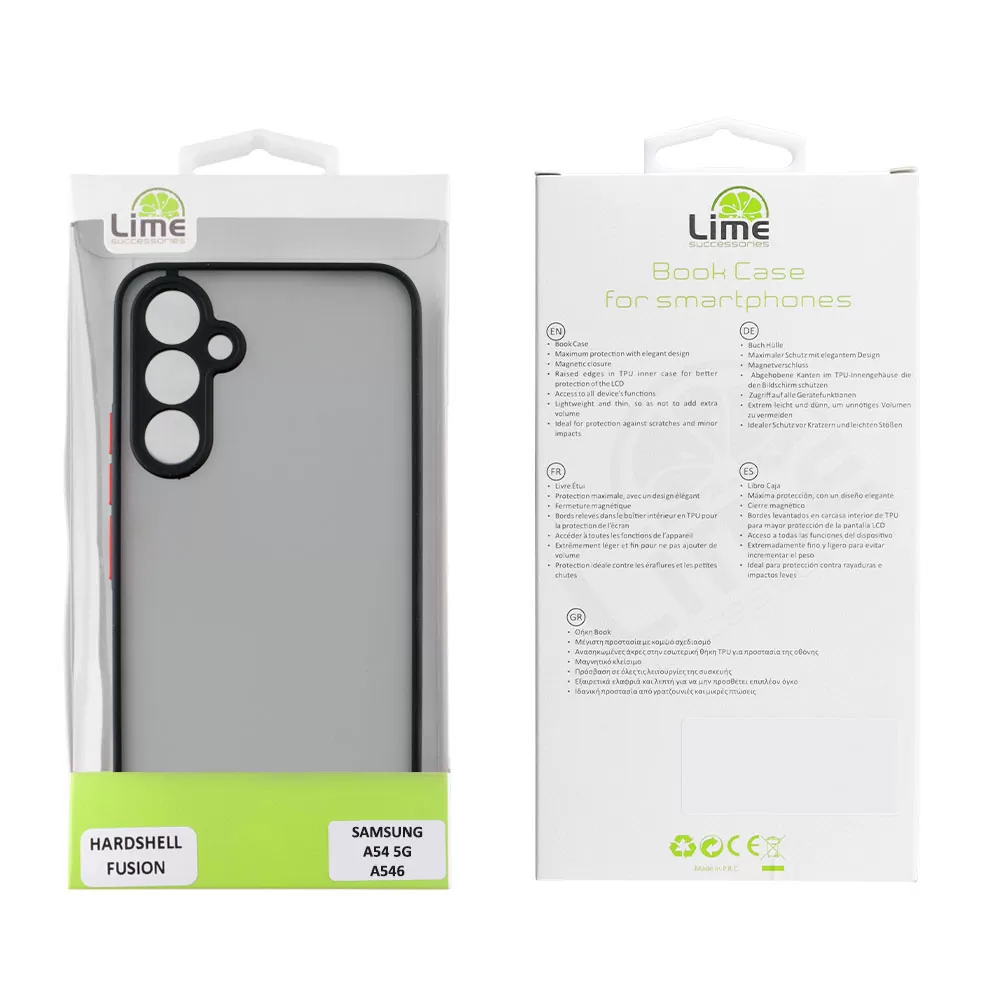 LIME HARDSHELL FUSION ΘΗΚΗ SAMSUNG A54 5G A546 6.4in  FULL CAMERA PROTECTION BLACK WITH RED KEYS - Image 2