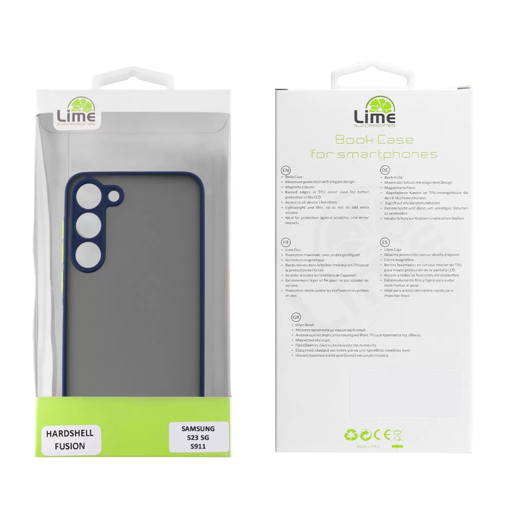 LIME HARDSHELL FUSION ΘΗΚΗ SAMSUNG S23 5G S911 6.1in  FULL CAMERA PROTECTION BLUE WITH YELLOW KEYS - Image 2