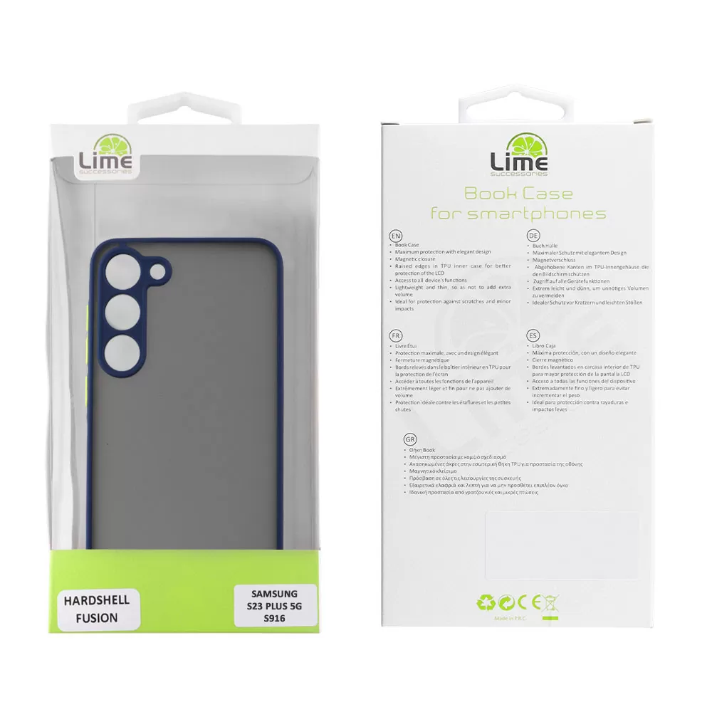 LIME HARDSHELL FUSION ΘΗΚΗ SAMSUNG S23 PLUS 5G S916 6.6in  FULL CAMERA PROTECTION BLUE WITH YELLOW KEYS - Image 2