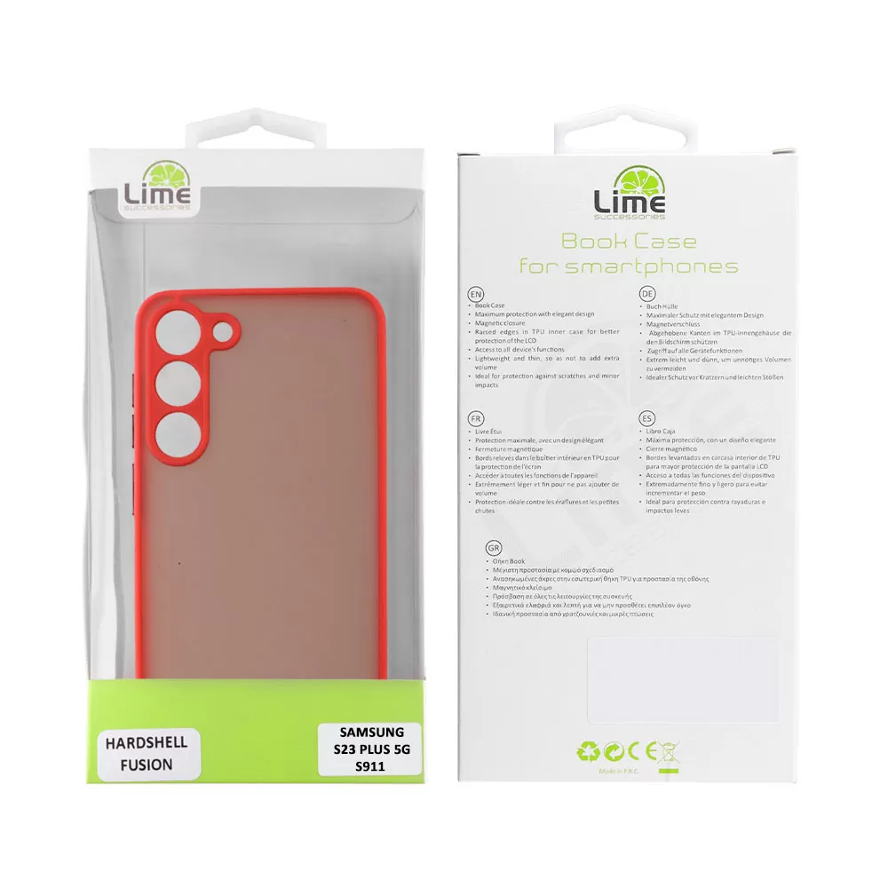 LIME HARDSHELL FUSION ΘΗΚΗ SAMSUNG S23 PLUS 5G S916 6.6in  FULL CAMERA PROTECTION RED WITH BLACK KEYS - Image 2