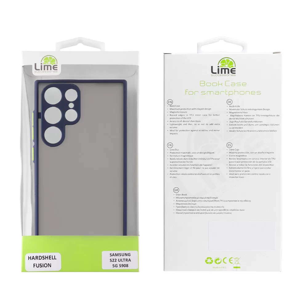 LIME HARDSHELL FUSION ΘΗΚΗ SAMSUNG S23 ULTRA 5G S918 6.8in  FULL CAMERA PROTECTION BLUE WITH YELLOW KEYS - Image 2