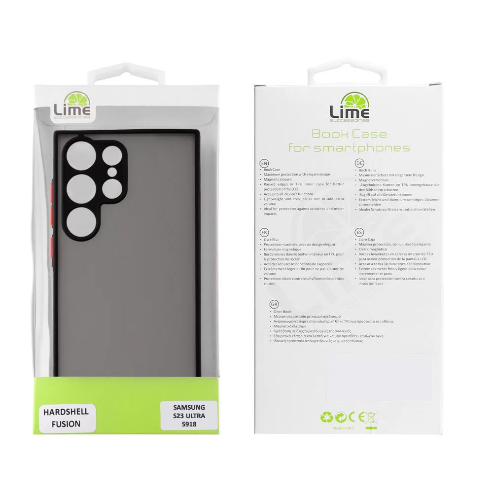 LIME HARDSHELL FUSION ΘΗΚΗ SAMSUNG S23 ULTRA 5G S918 6.8in  FULL CAMERA PROTECTION BLACK WITH RED KEYS - Image 2