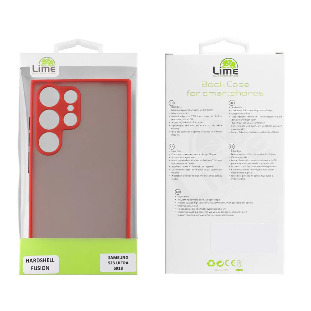 LIME HARDSHELL FUSION ΘΗΚΗ SAMSUNG S23 ULTRA 5G S918 6.8in  FULL CAMERA PROTECTION RED WITH BLACK KEYS - Image 2
