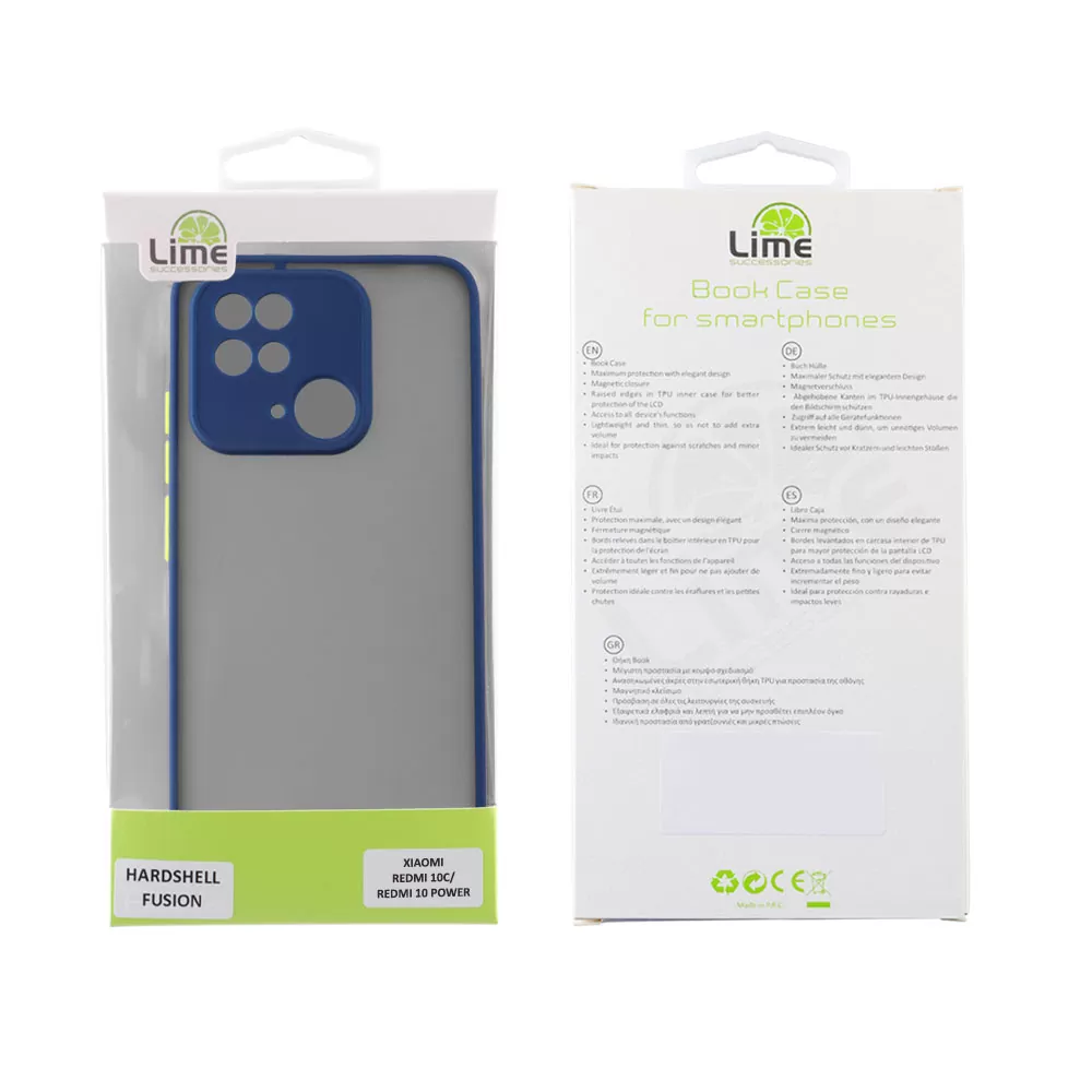 LIME HARDSHELL FUSION ΘΗΚΗ XIAOMI REDMI 10C/REDMI 10 POWER 6.71in  FULL CAMERA PROTECTION BLUE WITH YELLOW KEYS - Image 2