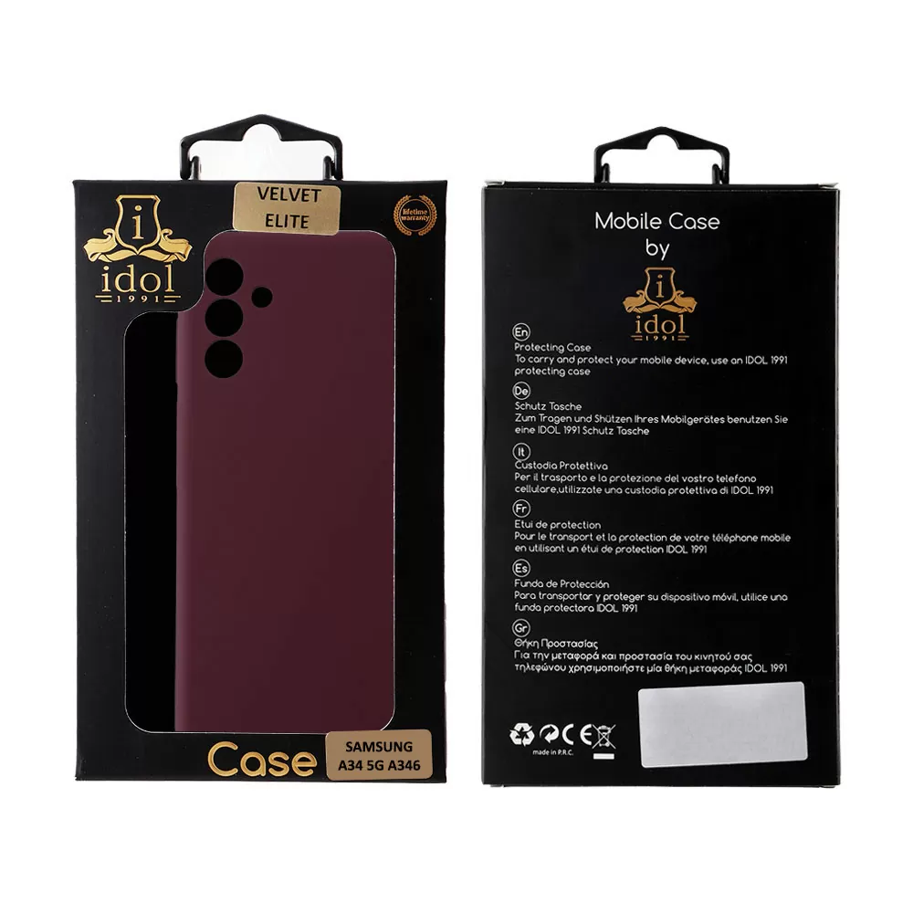 IDOL 1991 VELVET ELITE TPU ΘΗΚΗ SAMSUNG A34 5G A346 6.6in  4 SIDE FULL CAMERA PROTECTION BURGUNDY - Image 2