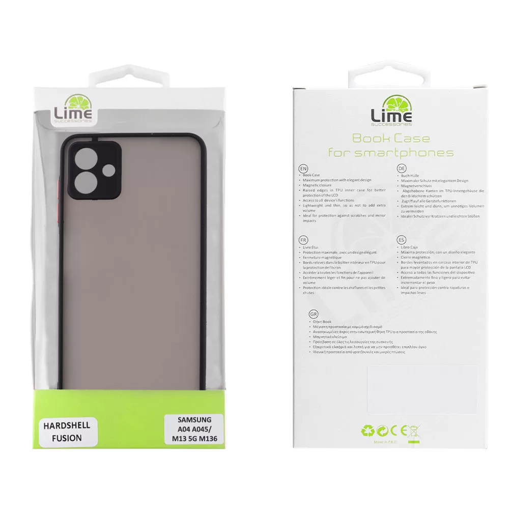 LIME HARDSHELL FUSION ΘΗΚΗ SAMSUNG A04 A045/M13 5G M136 6.5in  FULL CAMERA PROTECTION BLACK WITH RED KEYS - Image 2