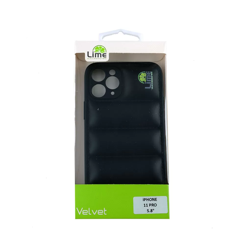 LIME BUMPY PUFFER ΘΗΚΗ IPHONE 11 PRO 5.8in  TPU FULL CAMERA PROTECTION BLACK - Image 2