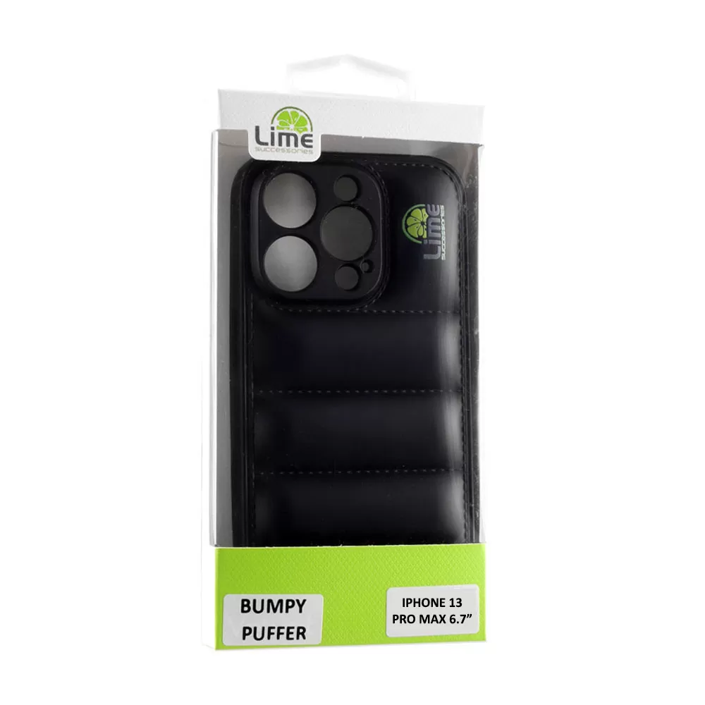 LIME BUMPY PUFFER ΘΗΚΗ IPHONE 13 PRO MAX 6.7in  TPU FULL CAMERA PROTECTION BLACK - Image 2