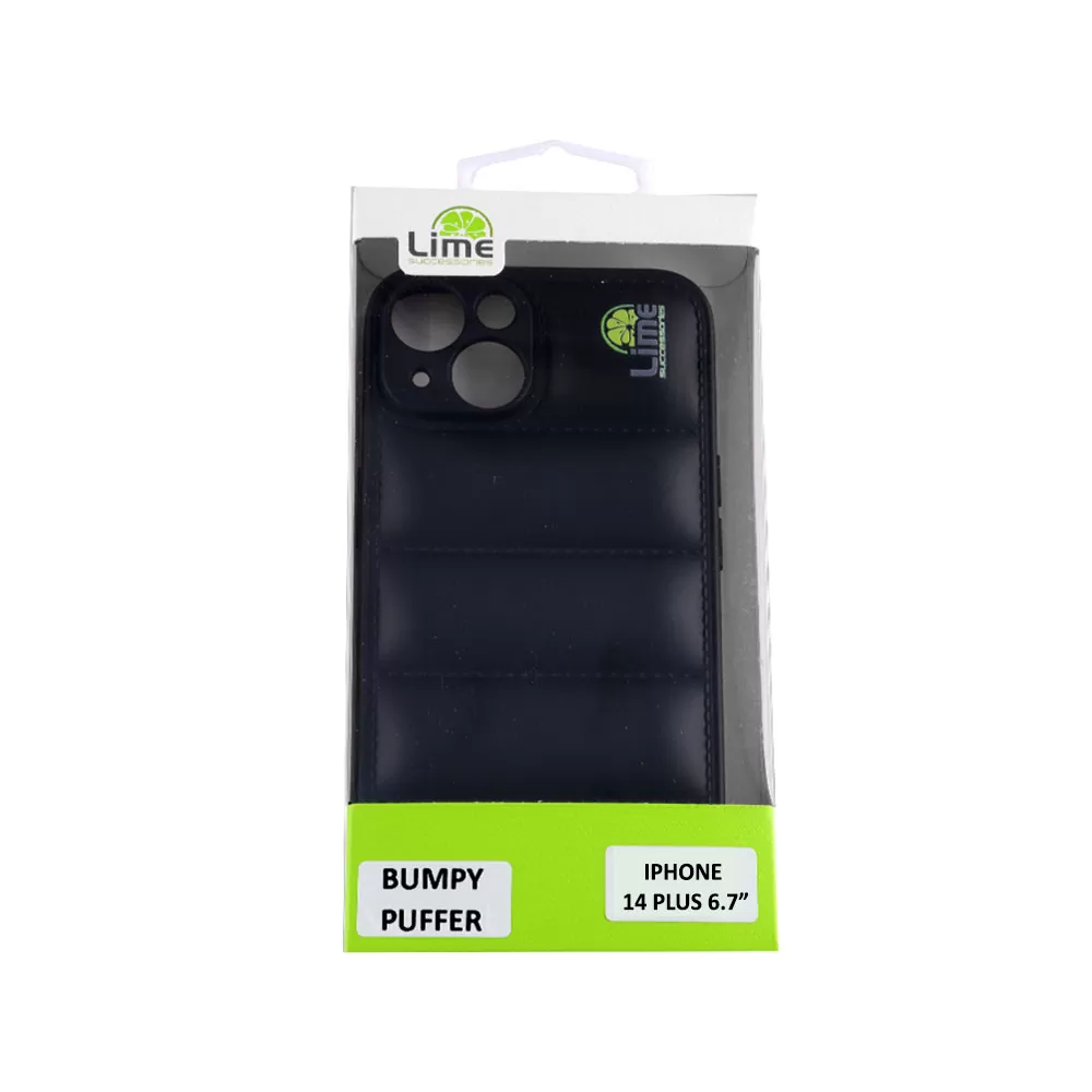 LIME BUMPY PUFFER ΘΗΚΗ IPHONE 14 PLUS 6.7in  TPU FULL CAMERA PROTECTION BLACK - Image 2