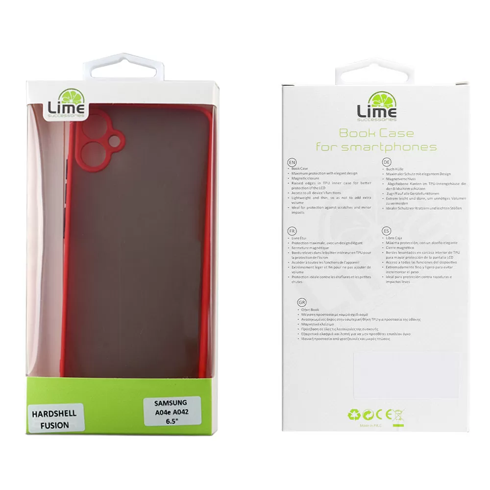 LIME HARDSHELL FUSION ΘΗΚΗ SAMSUNG A04e A042 6.5in  FULL CAMERA PROTECTION RED WITH BLACK KEYS - Image 2