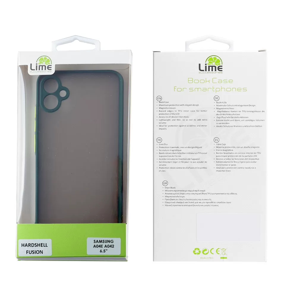 LIME HARDSHELL FUSION ΘΗΚΗ SAMSUNG A04e A042 6.5in  FULL CAMERA PROTECTION GREEN WITH YELLOW KEYS - Image 2