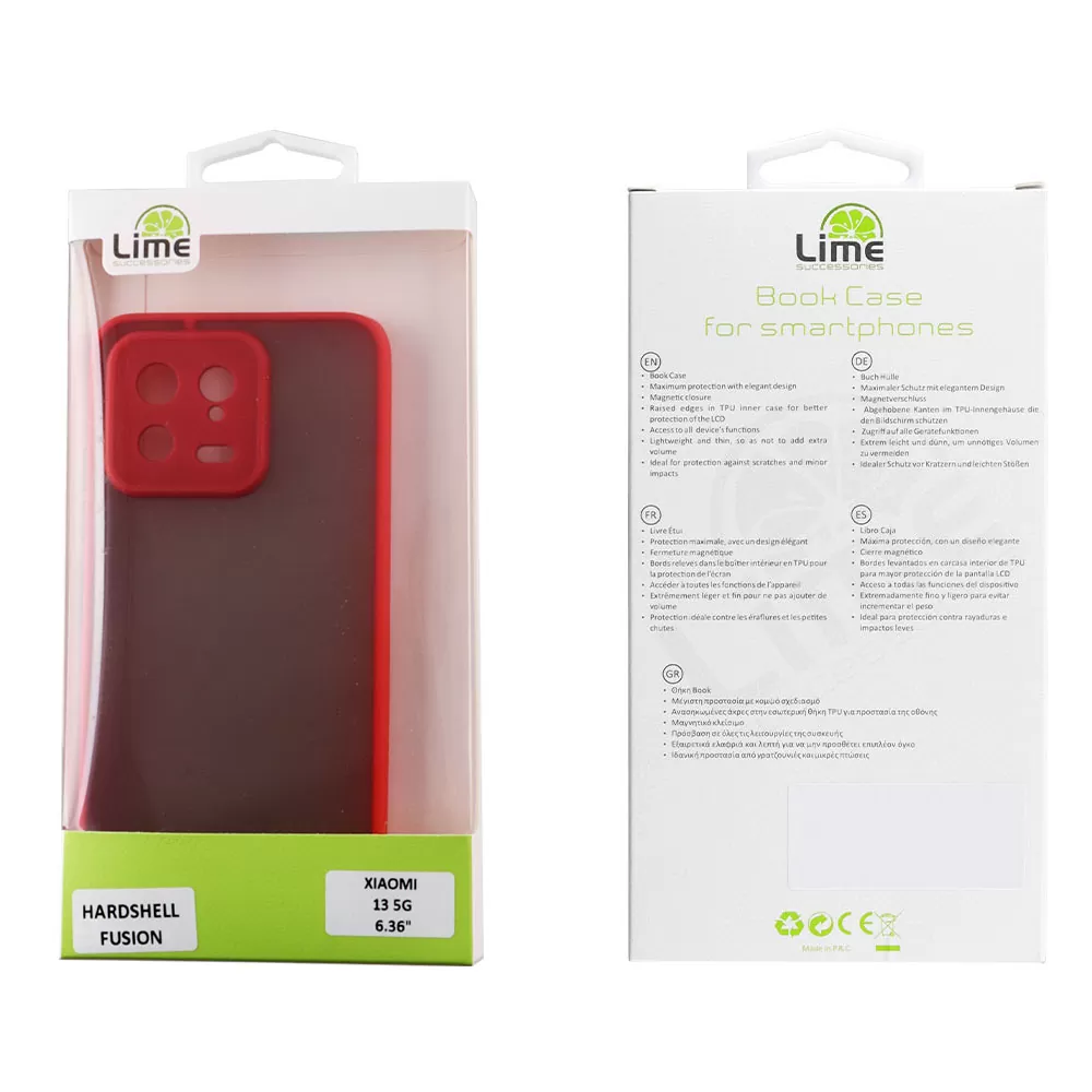 LIME HARDSHELL FUSION ΘΗΚΗ XIAOMI 13 5G 6.36in  FULL CAMERA PROTECTION RED WITH BLACK KEYS - Image 2