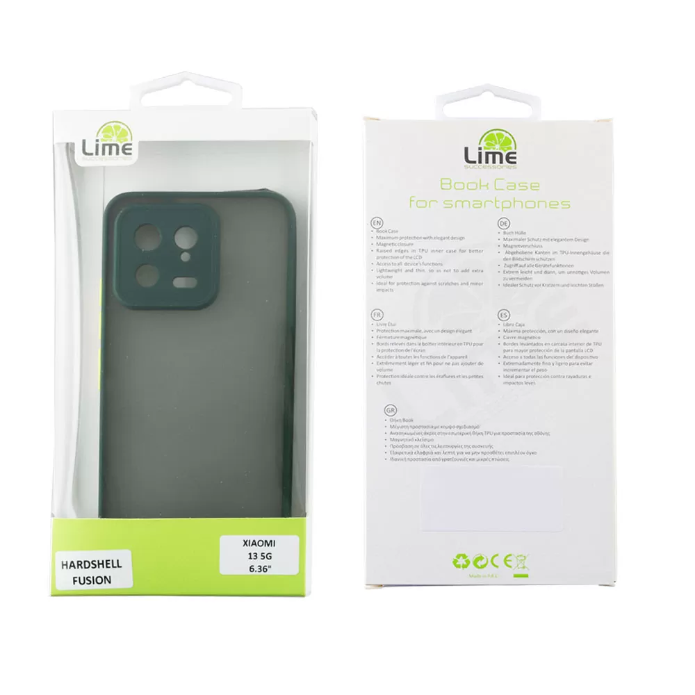 LIME HARDSHELL FUSION ΘΗΚΗ XIAOMI 13 5G 6.36in  FULL CAMERA PROTECTION GREEN WITH YELLOW KEYS - Image 2