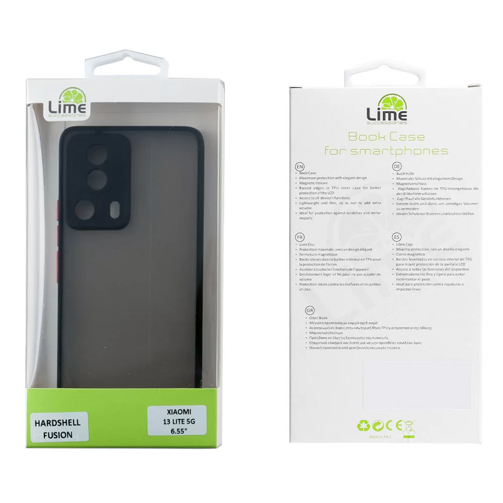 LIME HARDSHELL FUSION ΘΗΚΗ XIAOMI 13 LITE 5G 6.55in  FULL CAMERA PROTECTION BLACK WITH RED KEYS - Image 2