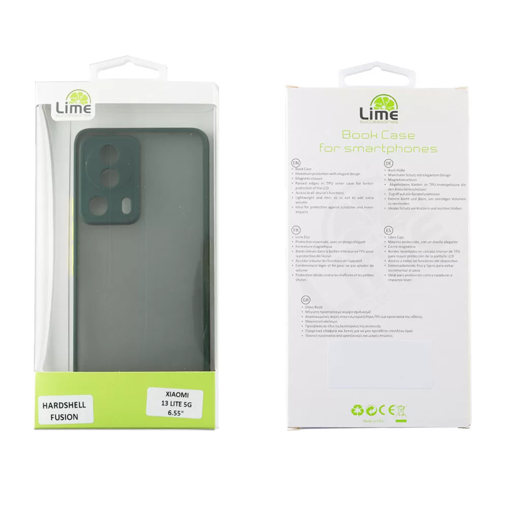 LIME HARDSHELL FUSION ΘΗΚΗ XIAOMI 13 LITE 5G 6.55in  FULL CAMERA PROTECTION GREEN WITH YELLOW KEYS - Image 2