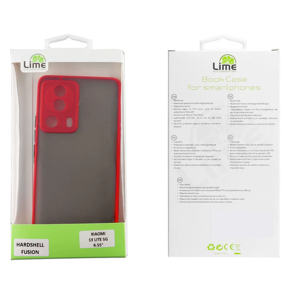 LIME HARDSHELL FUSION ΘΗΚΗ XIAOMI 13 LITE 5G 6.55in  FULL CAMERA PROTECTION RED WITH BLACK KEYS - Image 2