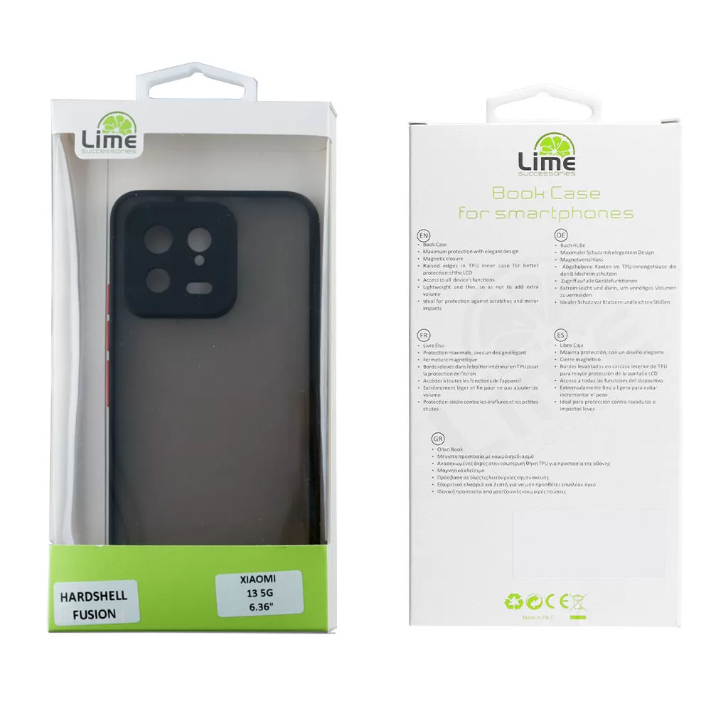 LIME HARDSHELL FUSION ΘΗΚΗ XIAOMI 13 PRO 5G 6.73in  FULL CAMERA PROTECTION BLACK WITH RED KEYS - Image 2