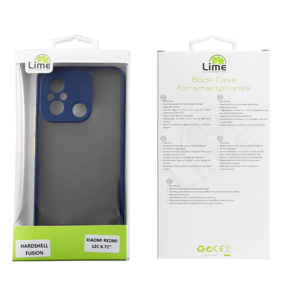 LIME HARDSHELL FUSION ΘΗΚΗ XIAOMI REDMI 12C 6.71in  FULL CAMERA PROTECTION BLUE WITH YELLOW KEYS - Image 2