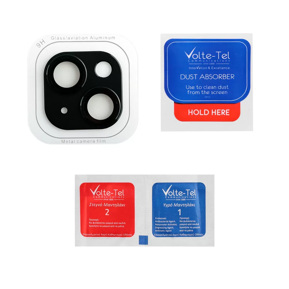 VOLTE-TEL CAMERA GLASS COVER IPHONE 14 6.1in/14 PLUS 6.7in 9H 0.30MM 3D ALUMINIUM-ELECTROPLATING FRAME BLACK - Image 5