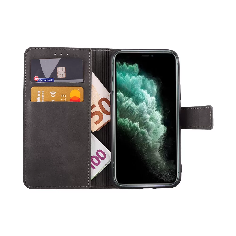LIME ESSENTIAL ΘΗΚΗ IPHONE 11 PRO 5.8in  MAGNET BOOK STAND CLIP GREY - Image 5