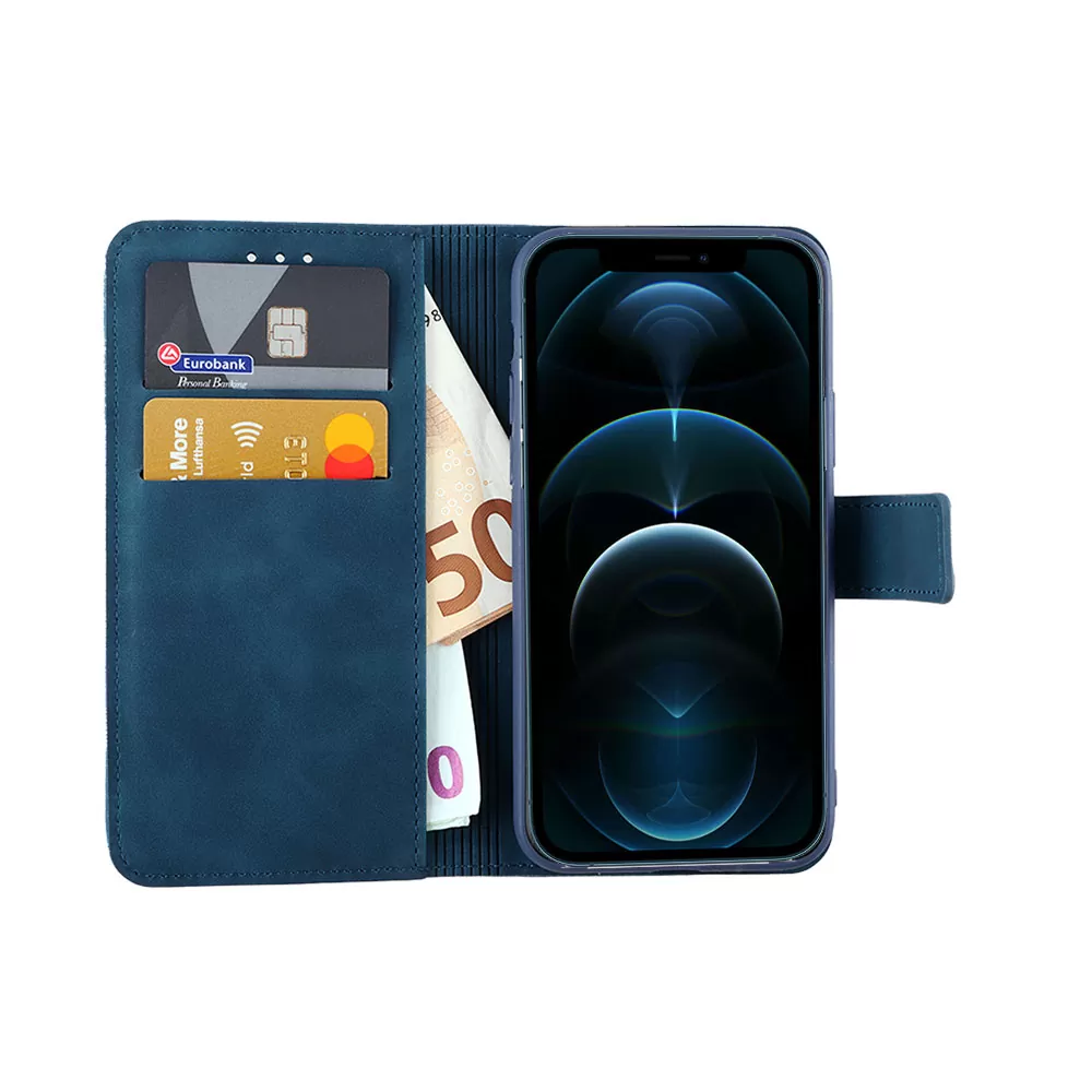 LIME ESSENTIAL ΘΗΚΗ IPHONE 12 PRO / IPHONE 12 6.1in MAGNET BOOK STAND CLIP DARK BLUE - Image 5