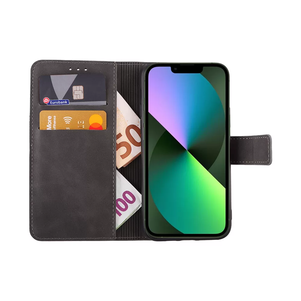 LIME ESSENTIAL ΘΗΚΗ IPHONE 13 MINI 5.4in  MAGNET BOOK STAND CLIP GREY - Image 5