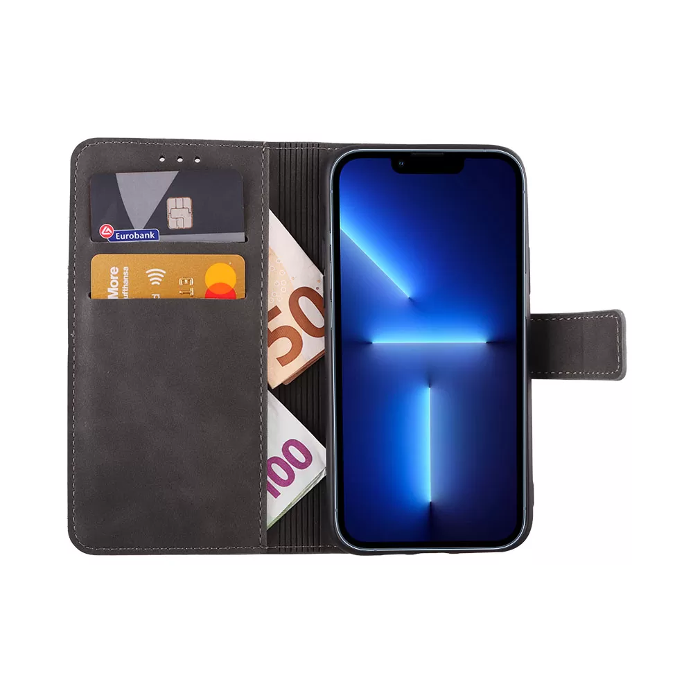 LIME ESSENTIAL ΘΗΚΗ IPHONE 13 PRO MAX 6.7in  MAGNET BOOK STAND CLIP GREY - Image 5