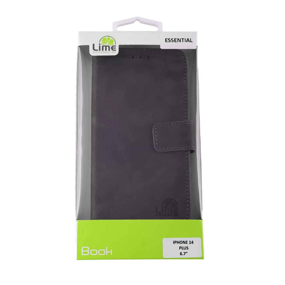LIME ESSENTIAL ΘΗΚΗ IPHONE 14 PLUS 6.7in  MAGNET BOOK STAND CLIP GREY - Image 2