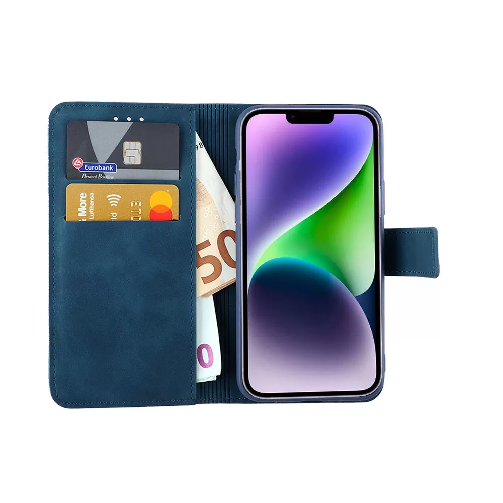 LIME ESSENTIAL ΘΗΚΗ IPHONE 14 PLUS 6.7in  MAGNET BOOK STAND CLIP DARK BLUE - Image 5