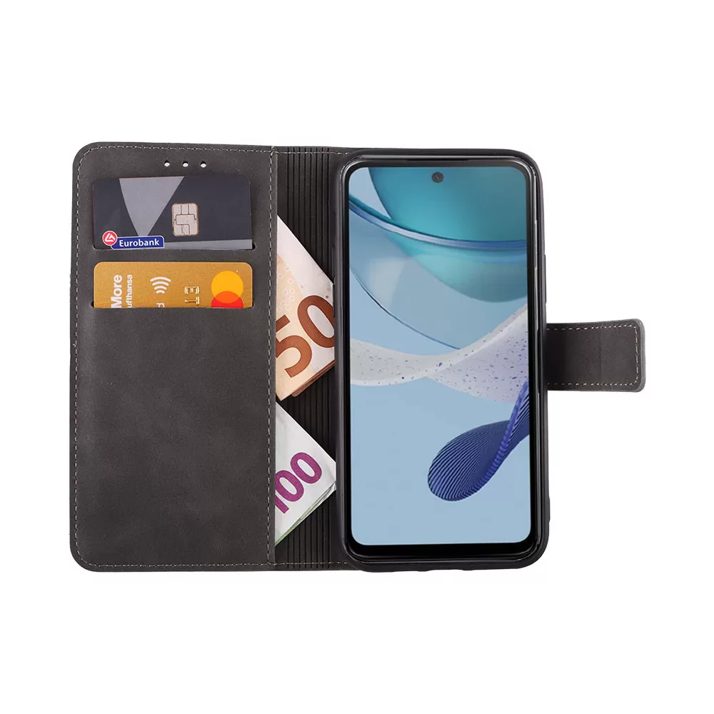 LIME ESSENTIAL ΘΗΚΗ MOTOROLA MOTO G53 5G/ G13 4G/ G23 4G 6.5in  MAGNET BOOK STAND CLIP GREY - Image 5