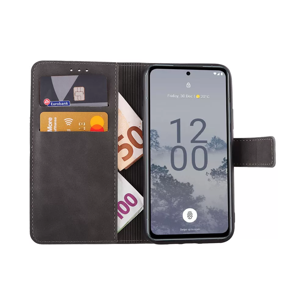 LIME ESSENTIAL ΘΗΚΗ NOKIA X30 5G 6.43in  MAGNET BOOK STAND CLIP GREY - Image 5