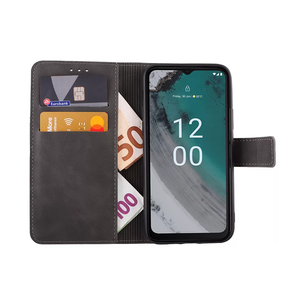 LIME ESSENTIAL ΘΗΚΗ NOKIA C32 6.5in  MAGNET BOOK STAND CLIP GREY - Image 5