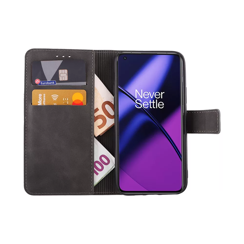 LIME ESSENTIAL ΘΗΚΗ ONEPLUS NORD 2T 5G 6.43in  MAGNET BOOK STAND CLIP GREY - Image 5
