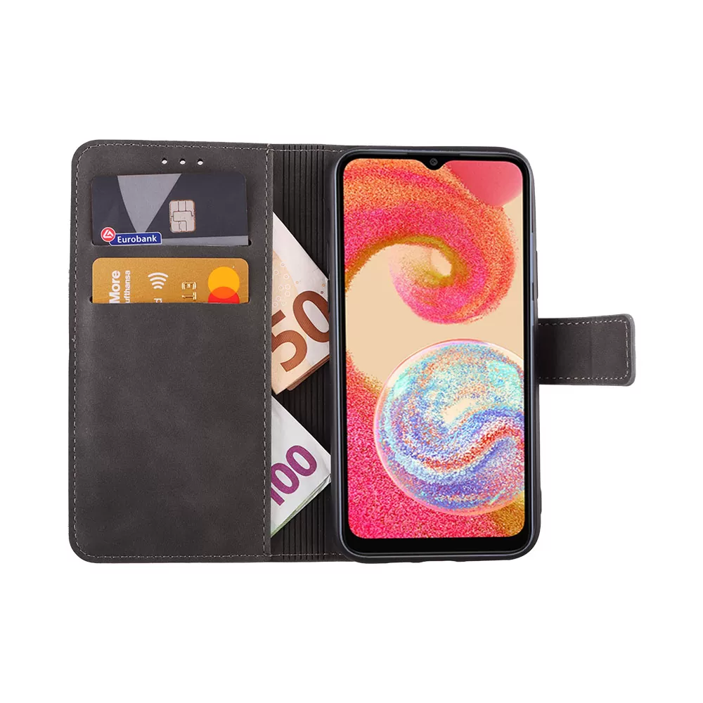 LIME ESSENTIAL ΘΗΚΗ SAMSUNG A04e A042 6.5in  MAGNET BOOK STAND CLIP GREY - Image 5