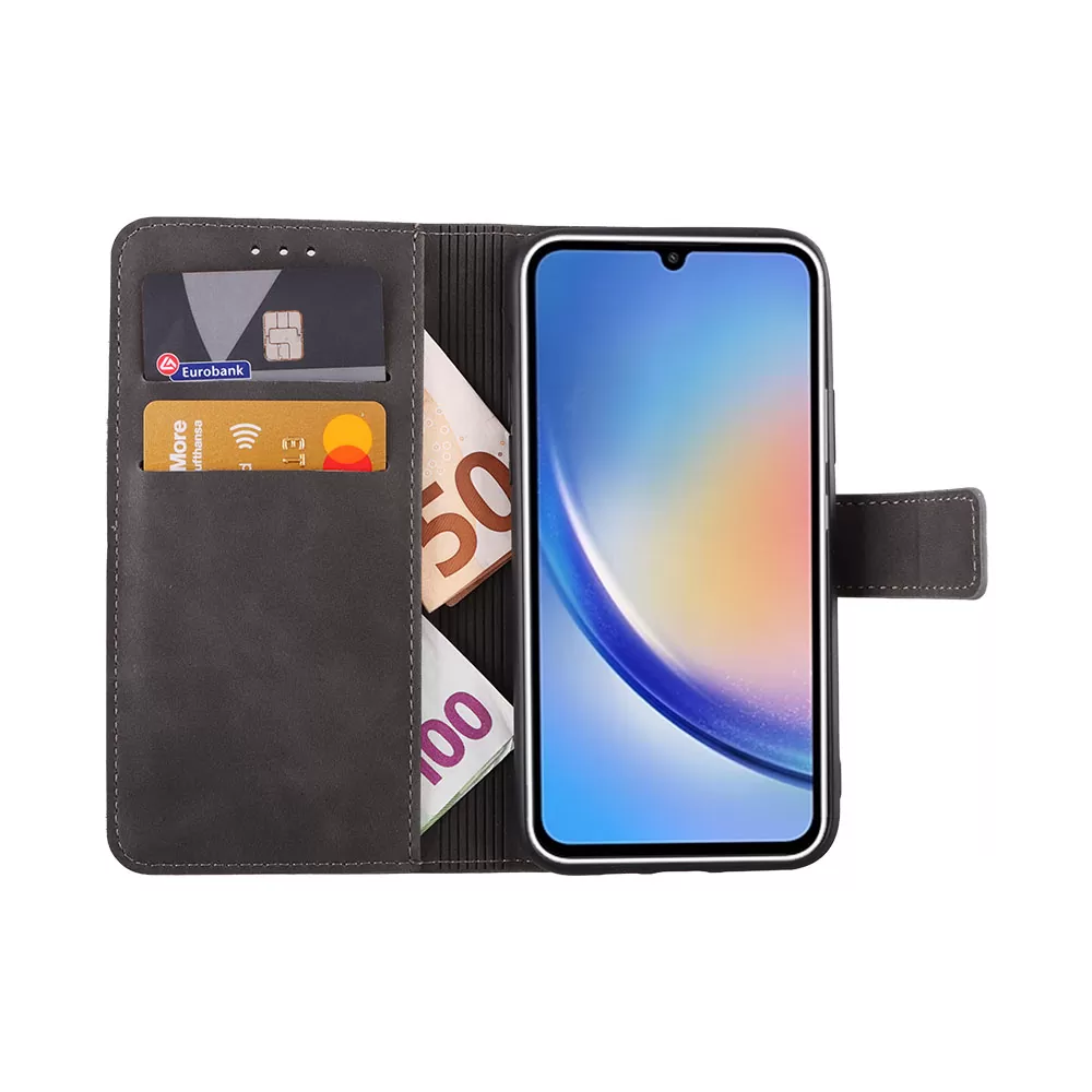 LIME ESSENTIAL ΘΗΚΗ SAMSUNG A34 5G A346 6.6in  MAGNET BOOK STAND CLIP GREY - Image 5