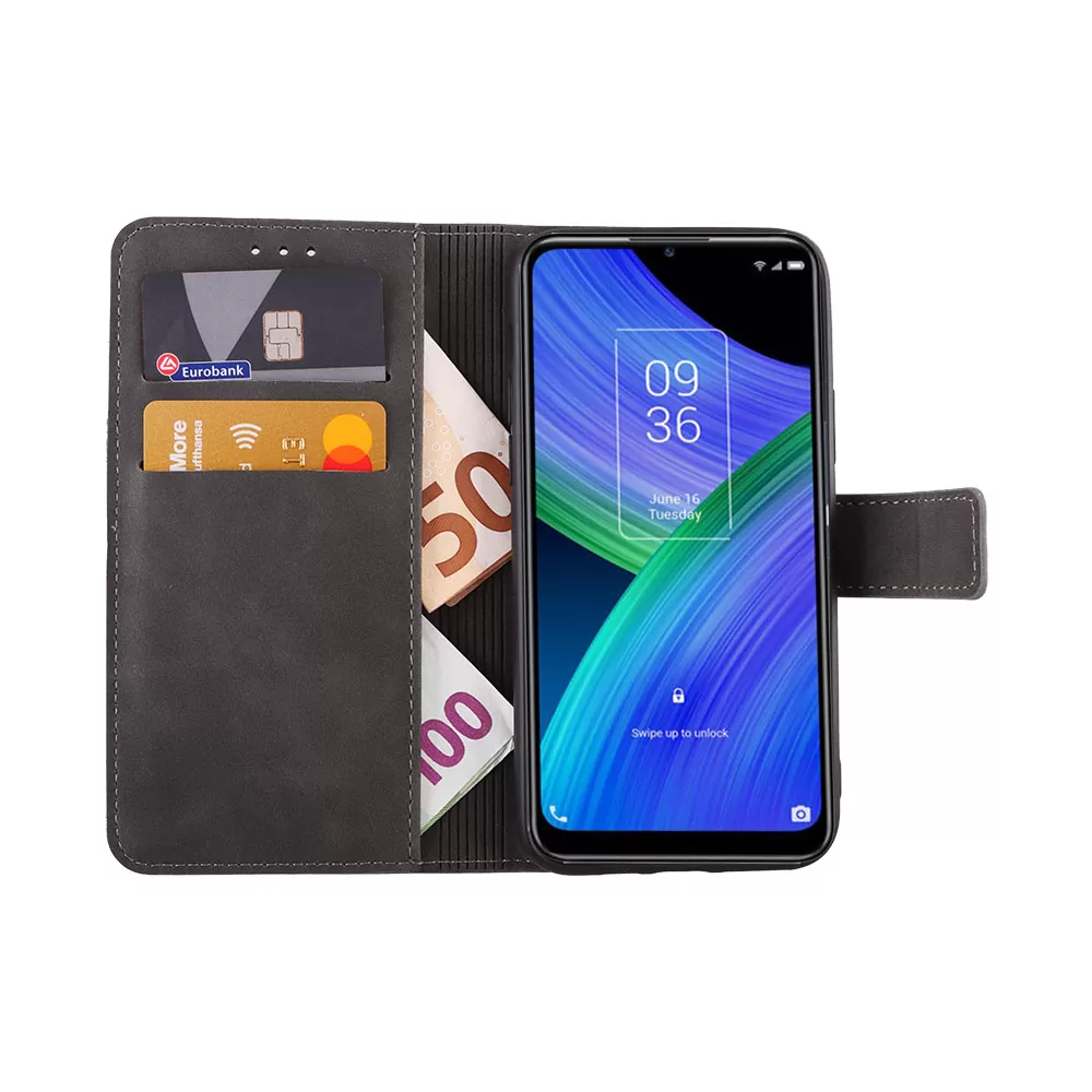 LIME ESSENTIAL ΘΗΚΗ TCL 20R 5G 6.52in  MAGNET BOOK STAND CLIP GREY - Image 5