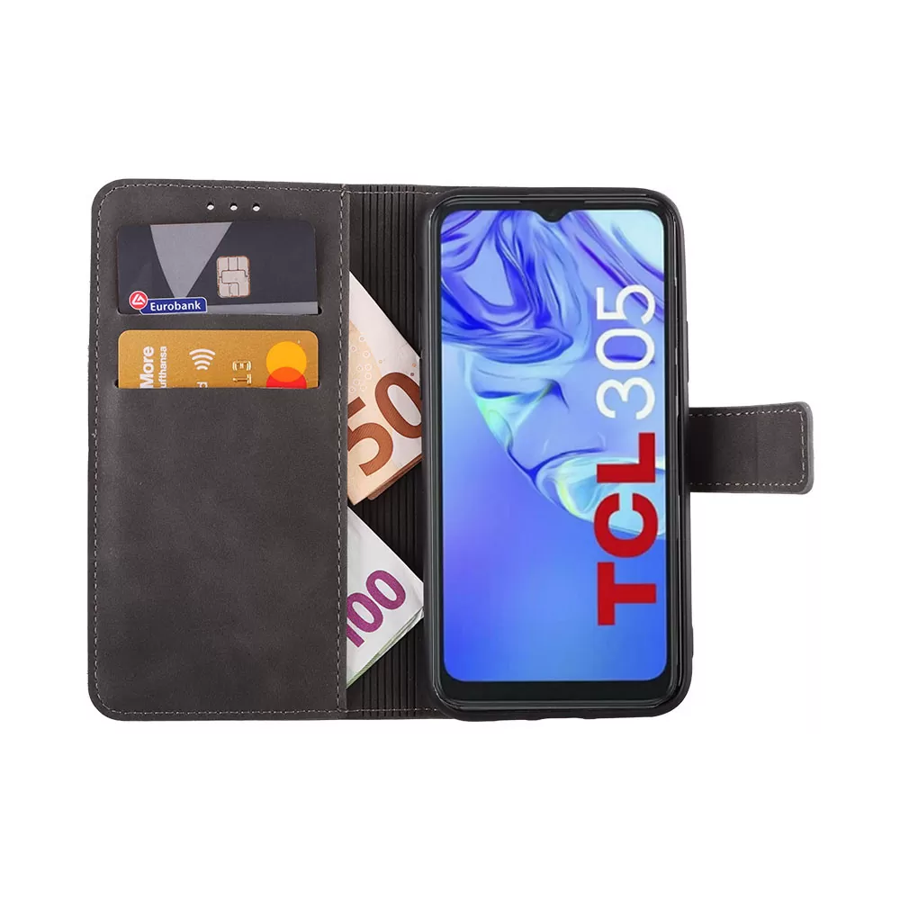 LIME ESSENTIAL ΘΗΚΗ TCL 305/306/30E/30 SE 6.52in  MAGNET BOOK STAND CLIP GREY - Image 5