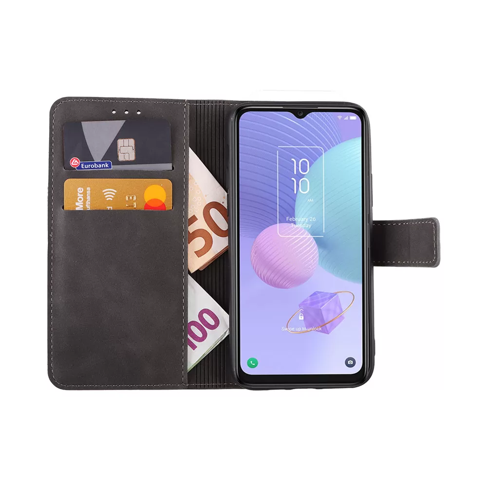 LIME ESSENTIAL ΘΗΚΗ TCL 405 T506D/406/408 T507 6.6in  MAGNET BOOK STAND CLIP GREY - Image 5