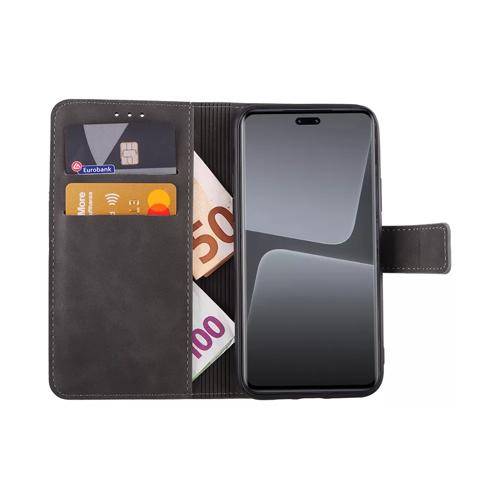 LIME ESSENTIAL ΘΗΚΗ XIAOMI 13 LITE 5G 6.55in  MAGNET BOOK STAND CLIP GREY - Image 5