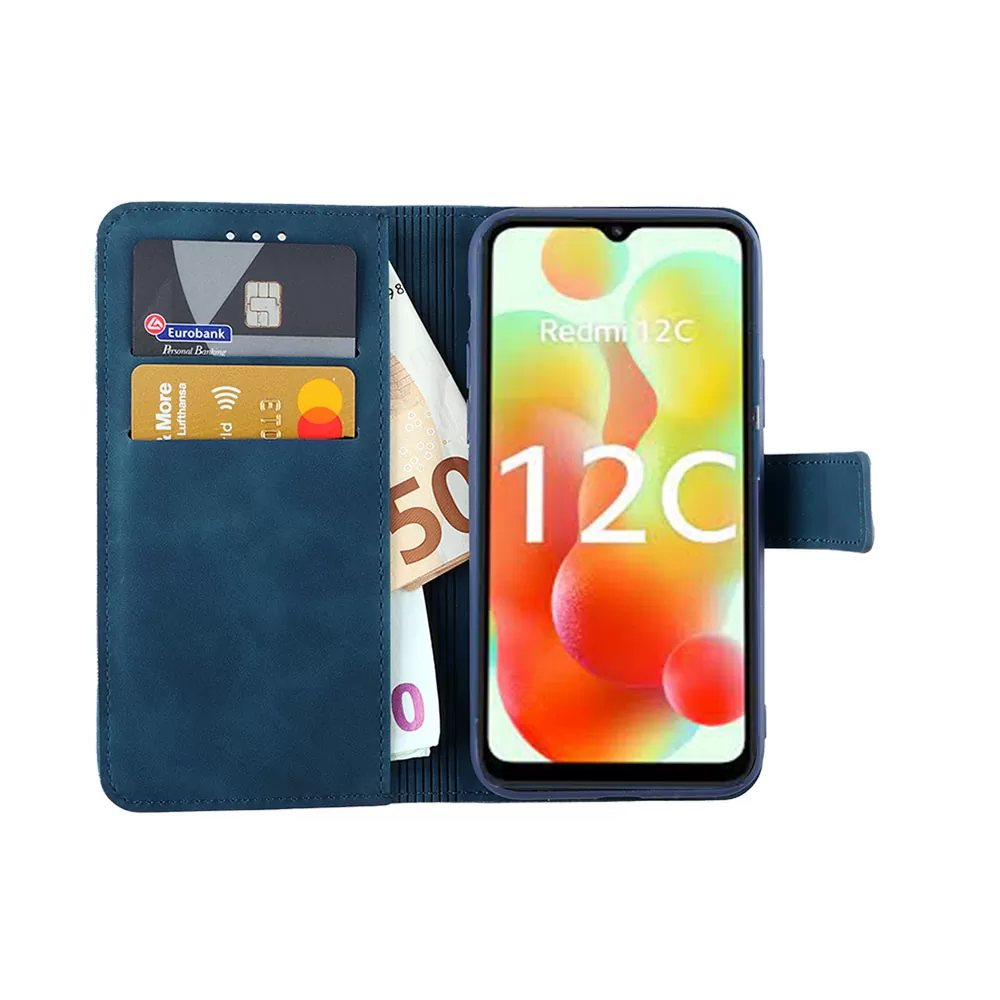 LIME ESSENTIAL ΘΗΚΗ XIAOMI REDMI 12C 6.71in  MAGNET BOOK STAND CLIP DARK BLUE - Image 5
