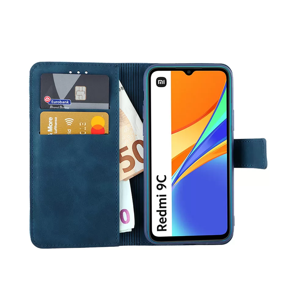 LIME ESSENTIAL ΘΗΚΗ XIAOMI REDMI 9C 6.53in  MAGNET BOOK STAND CLIP DARK BLUE - Image 5