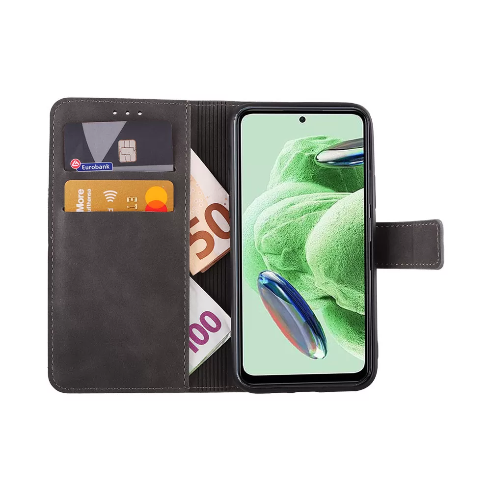 LIME ESSENTIAL ΘΗΚΗ XIAOMI REDMI NOTE 12 5G 6.67in  MAGNET BOOK STAND CLIP GREY - Image 5