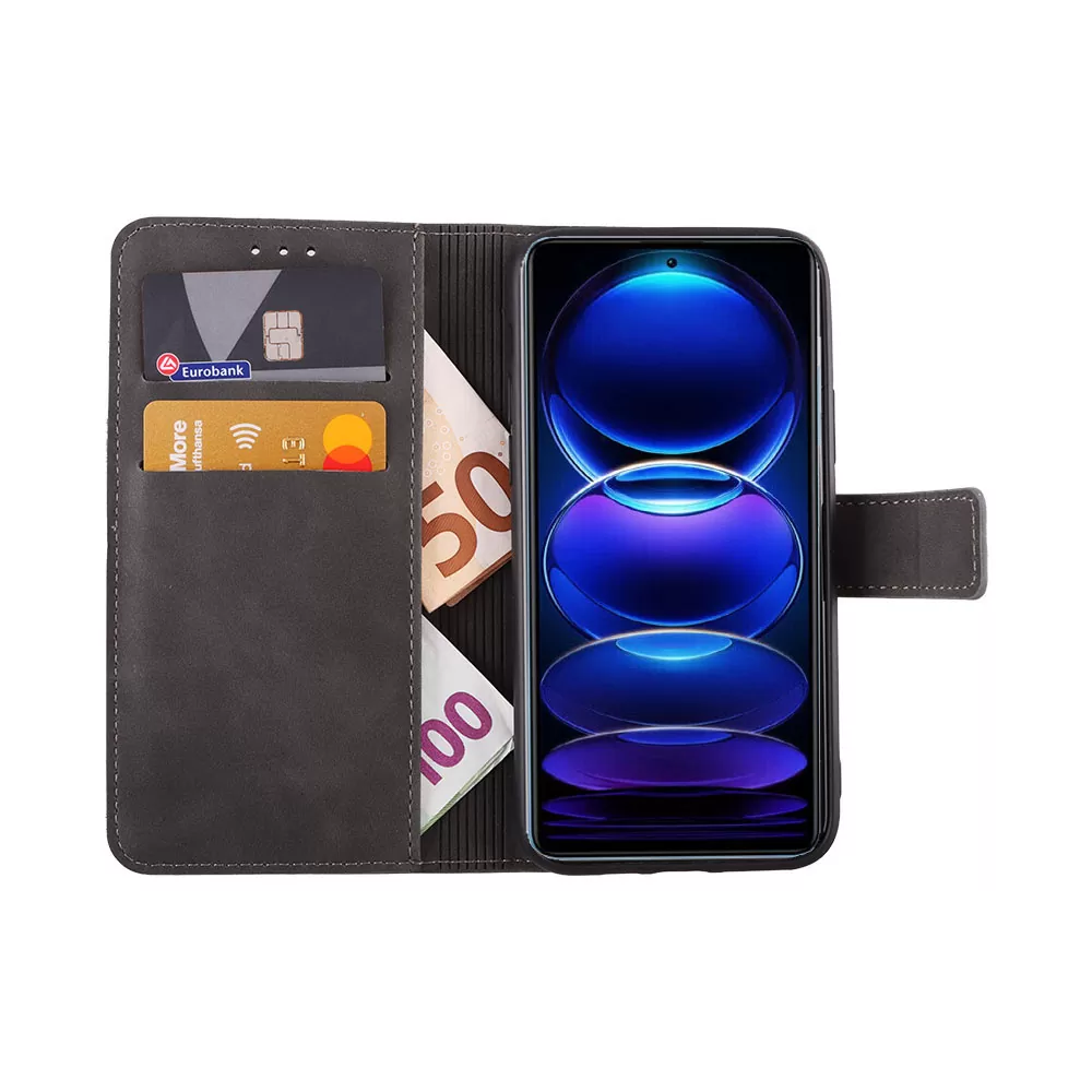 LIME ESSENTIAL ΘΗΚΗ XIAOMI REDMI NOTE 12 PRO 5G 6.67in  MAGNET BOOK STAND CLIP GREY - Image 5